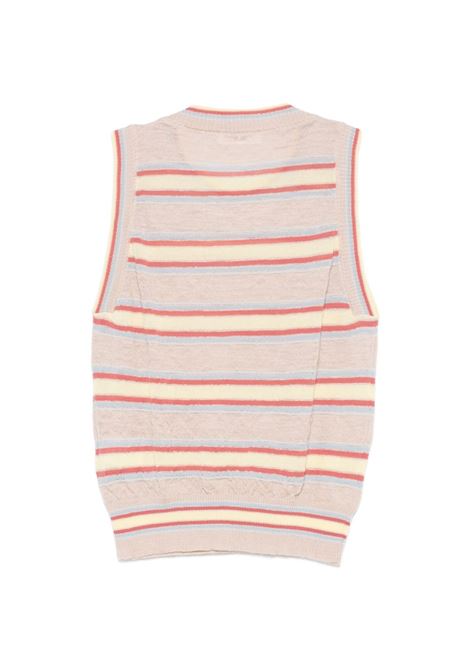 gilet a righe uomo beige e azzuro ROBERTO COLLINA | 261FXA0701441
